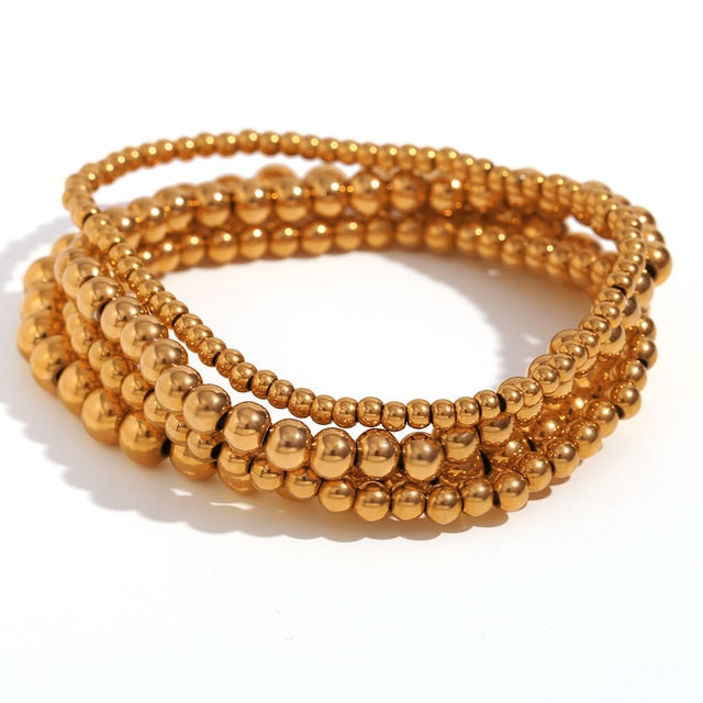 Gold / Silver Plated Elastic Beads Bracelets Bangles - Elegance Jewelry Boutique