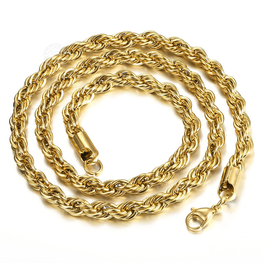 Twisted Rope Link Chain Stainless Steel - Elegance Jewelry Boutique