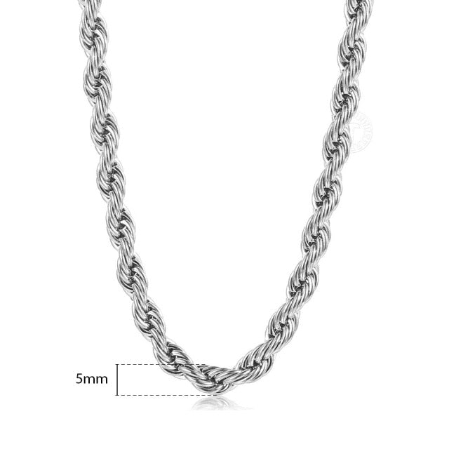 Twisted Rope Link Chain Stainless Steel - Elegance Jewelry Boutique