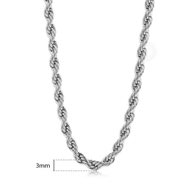 Twisted Rope Link Chain Stainless Steel - Elegance Jewelry Boutique