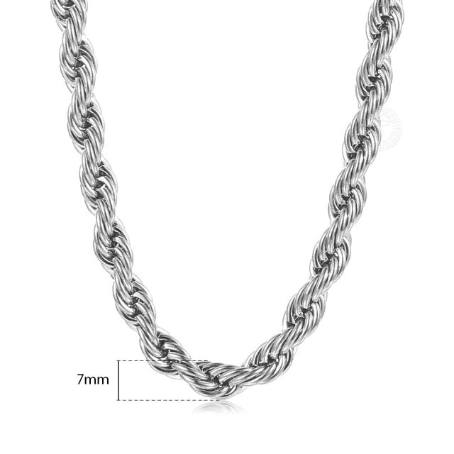 Twisted Rope Link Chain Stainless Steel - Elegance Jewelry Boutique