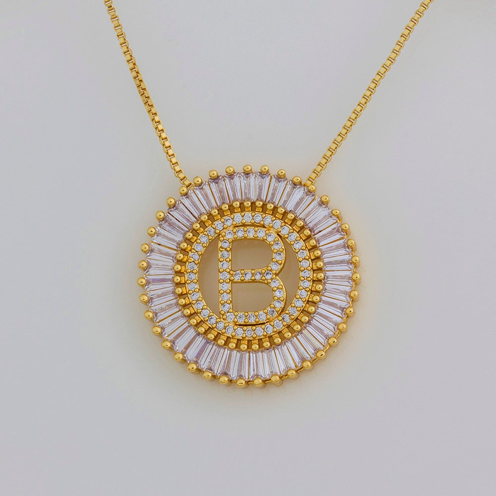Stefani Letter CZ Pendant Necklaces - Elegance Jewelry Boutique