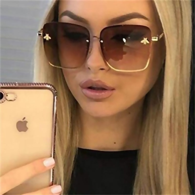 Rimless Square Bee Sunglasses - Elegance Jewelry Boutique